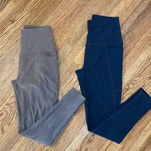 Beyond Yoga Taupe and Blue Leggings